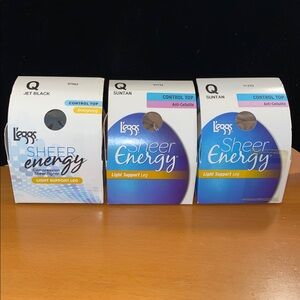 L’eggs Sheer Energy Anti-Cellulite Light Support Panty Hose Size Q Bundle